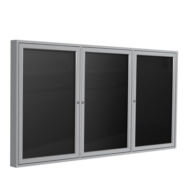 Ghent Enclosed Letter Board, 2 Door, Vinyl, Indoor/Outdoor, 4 ft H x 6 ft W, Black PA34872BX-BK - main